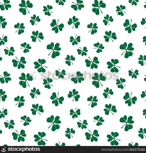 Clover leaf seamless pattern, hand drawn doodle vector illustration. St Patricks Day symbol, Irish lucky shamrock background.. Clover leaf seamless pattern, hand drawn doodle vector illustration. St Patricks Day symbol, Irish lucky shamrock background