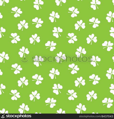 Clover leaf seamless pattern, hand drawn doodle vector illustration. St Patricks Day symbol, Irish lucky shamrock background.. Clover leaf seamless pattern, hand drawn doodle vector illustration. St Patricks Day symbol, Irish lucky shamrock background