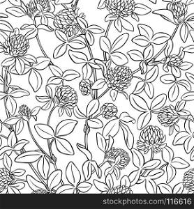clover seamless pattern. clover plant seamless pattern on white background