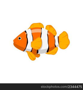 Clown fish in cartoon style isolated on white background.