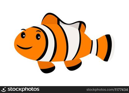 Clown fish. Underwater swimming funny smiling clownfish or anemonefish isolated on white background. Clown fish. Underwater swimming funny smiling clownfish or anemonefish isolated on white