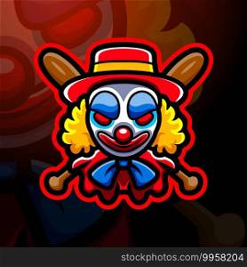 Clown head mascot esport logo design