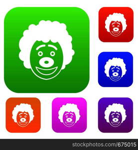 Clown head set icon in different colors isolated vector illustration. Premium collection. Clown head set collection