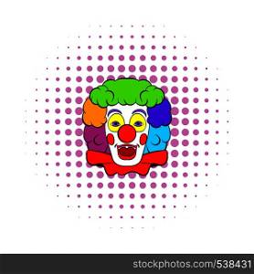 Clown icon in comics style isolated on white background. Clown icon, comics style
