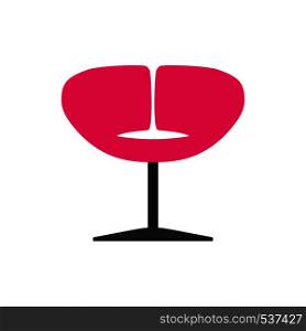 Club chair style illustration decoration front view vector icon. Bar nightclub relax stool. Party pub room interior