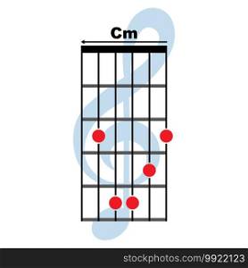 Cm guitar chord icon. Basic guitar chord vector illustration symbol design