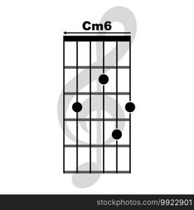 Cm6 guitar chord icon. Basic guitar chord vector illustration symbol design