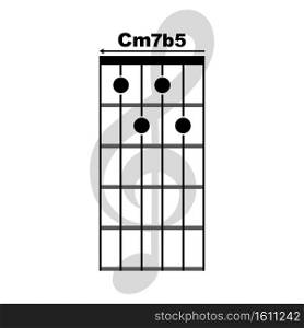 Cm7 b5   guitar chord icon. Basic guitar chord vector illustration symbol design
