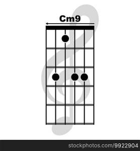 Cm9  guitar chord icon. Basic guitar chord vector illustration symbol design