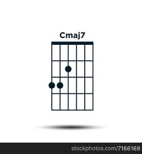 Cmaj7, Basic Guitar Chord Chart Icon Vector Template