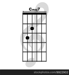 Cmaj7  guitar chord icon. Basic guitar chord vector illustration symbol design