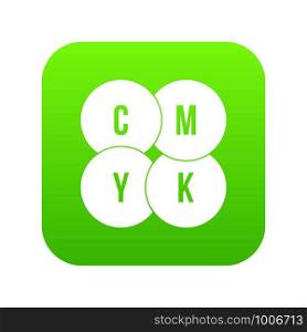CMYK circles icon digital green for any design isolated on white vector illustration. CMYK circles icon digital green