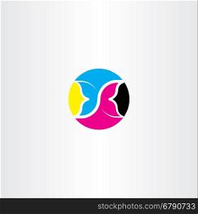 cmyk printing icon butterfly logo vector