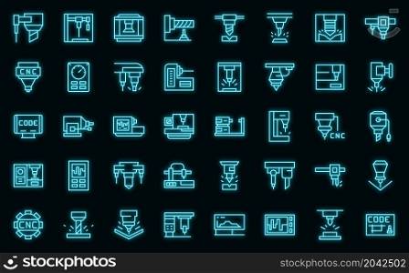 Cnc machine icons set outline vector. Mill controller. Industrial tool. Cnc machine icons set vector neon