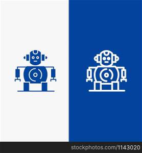 Cnc, Robotics, Technology Line and Glyph Solid icon Blue banner Line and Glyph Solid icon Blue banner
