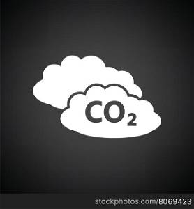 CO 2 cloud icon. Black background with white. Vector illustration.
