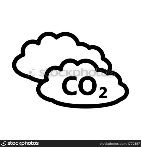 CO 2 Cloud Icon. Bold outline design with editable stroke width. Vector Illustration.