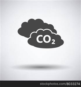 CO 2 cloud icon on gray background, round shadow. Vector illustration.