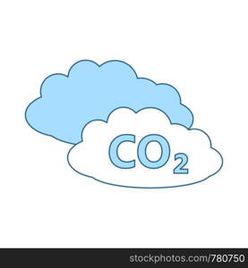 CO 2 Cloud Icon. Thin Line With Blue Fill Design. Vector Illustration.