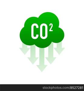 Co 2 emissions in flat style on green background. Simple vector illustration. Vector flat illustration.. Co 2 emissions in flat style on green background. Simple vector illustration. Vector flat illustration