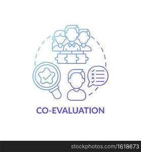 Co-evaluation concept icon. Co-production element idea thin line illustration. Co-assessment. Engaging program stakeholders in evaluation process. Vector isolated outline RGB color drawing. Co-evaluation concept icon