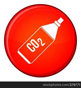 CO2 bottle icon in red circle isolated on white background vector illustration. CO2 bottle icon, flat style