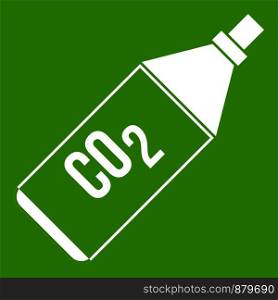CO2 bottle icon white isolated on green background. Vector illustration. CO2 bottle icon green