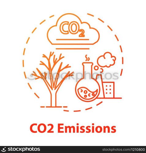 CO2 emission concept icon. Facility and factory production. Chemical pollution. Facility and factory. Overconsumption idea thin line illustration. Vector isolated outline RGB color drawing