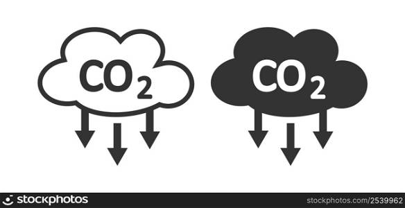 CO2 emissions icon. Ecology and environment illustration symbol. Sign vector carbon dioxide pollution.