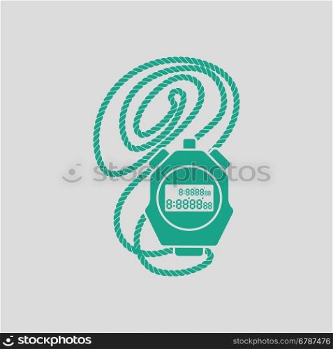 Coach stopwatch icon. Gray background with green. Vector illustration.