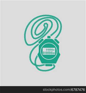 Coach stopwatch icon. Gray background with green. Vector illustration.