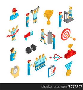 Coaching athlete performance sport decorative icon isometric set isolated vector illustration