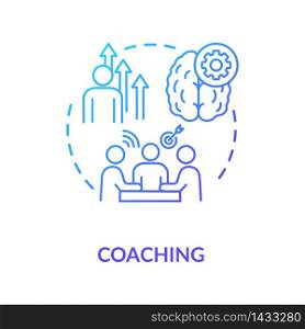 Coaching concept icon. Mentorship program, teamwork idea thin line illustration. Group coworking skills development, team building exercise. Vector isolated outline RGB color drawing. Coaching concept icon