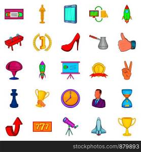 Coaching icons set. Cartoon set of 25 coaching vector icons for web isolated on white background. Coaching icons set, cartoon style