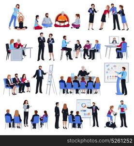 Coaching Mentoring Discipleship Flat Icons Set . Professional business life and sport coaching spiritual expert adviser mentoring concept flat icons collection isolated vector illustration