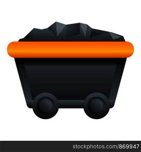 Coal cart wagon icon. Cartoon of coal cart wagon vector icon for web design isolated on white background. Coal cart wagon icon, cartoon style