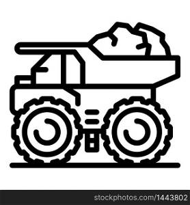 Coal dump truck icon. Outline coal dump truck vector icon for web design isolated on white background. Coal dump truck icon, outline style