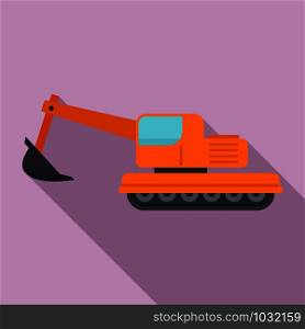 Coal excavator icon. Flat illustration of coal excavator vector icon for web design. Coal excavator icon, flat style