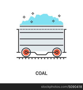 coal icon concept. Abstract flat line vector illustration of coal icon concept