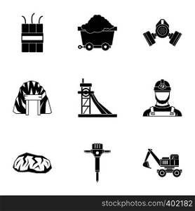 Coal icons set. Simple illustration of 9 coal vector icons for web. Coal icons set, simple style