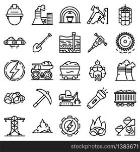 Coal industry icons set. Outline set of coal industry vector icons for web design isolated on white background. Coal industry icons set, outline style