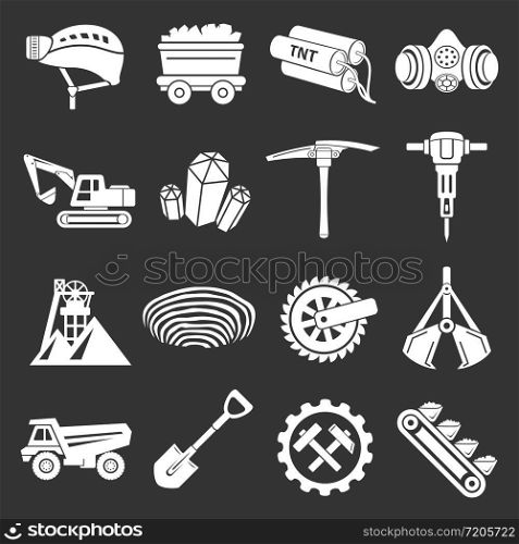 Coal mine icons set vector white isolated on grey background . Coal mine icons set grey vector