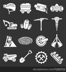 Coal mine icons set vector white isolated on grey background . Coal mine icons set grey vector