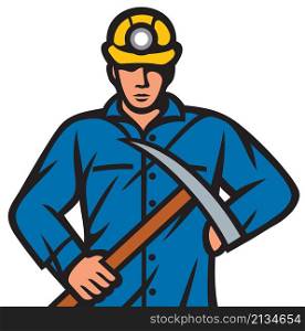 Coal miner with pick ax vector illustration