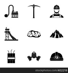 Coal mining icons set. Simple illustration of 9 coal mining vector icons for web. Coal mining icons set, simple style