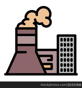 Coal power plant icon. Outline coal power plant vector icon color flat isolated. Coal power plant icon color outline vector