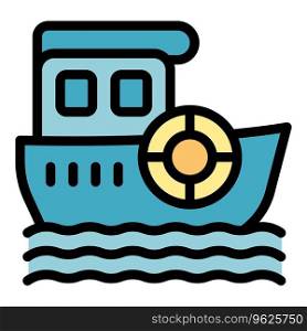 Coast guard ship icon outline vector. Water transport. Sea boat color flat. Coast guard ship icon vector flat