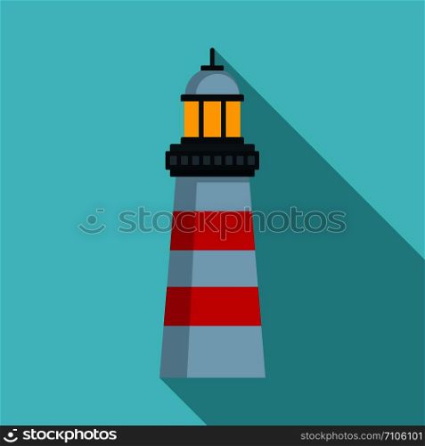 Coast lighthouse icon. Flat illustration of coast lighthouse vector icon for web design. Coast lighthouse icon, flat style