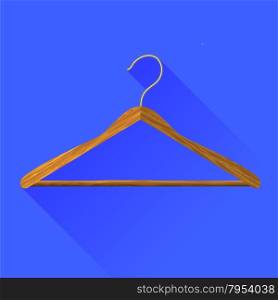 Coat Hanger. Coat Hanger Icon Isolated on Blue Background. Long Shadow