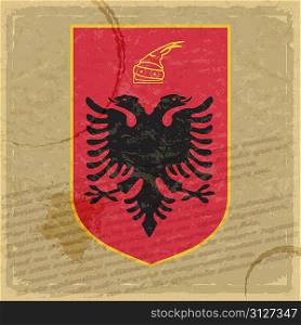 Coat of arms of Albania on the old postage stamp